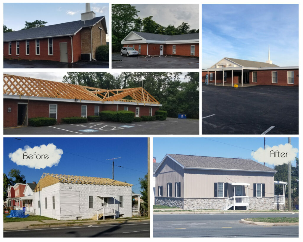 Collage of images showing work done for commercial businesses.